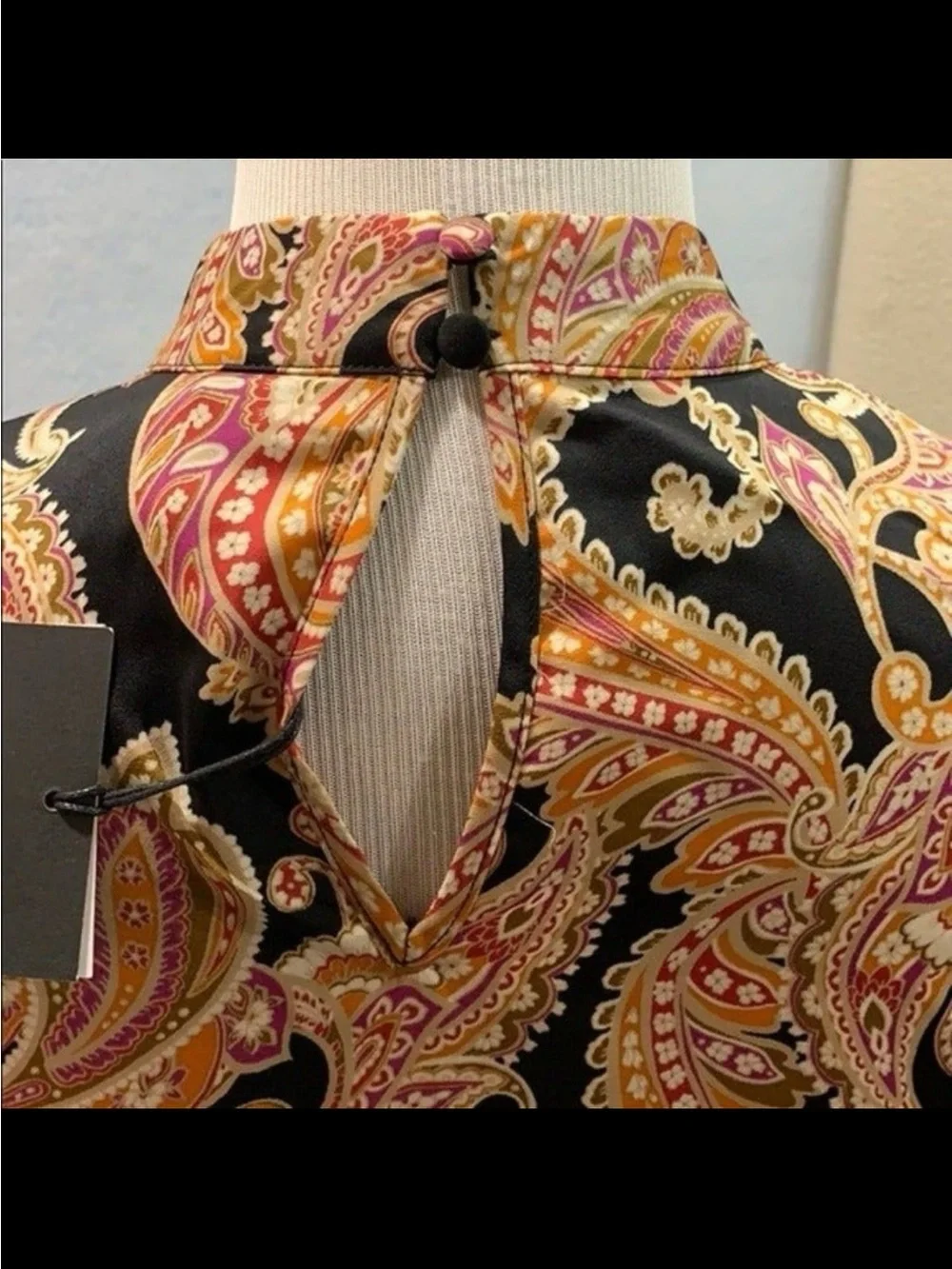 Who What Wear Paisley Dream High Neck Pleated Blouse